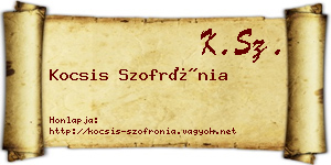Kocsis Szofrónia névjegykártya